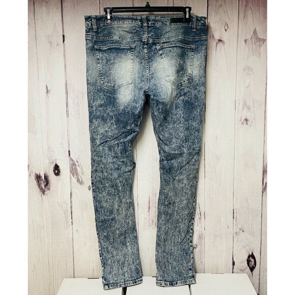 CJ Black Mens Distressed Destroyed Blue Jeans Size 38/34 Skinny Flex - Picture 3 of 5